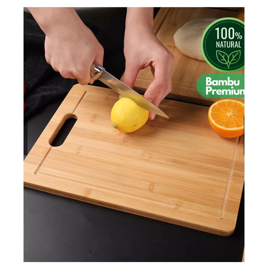 Tábua de Corte 100% Bambu Grande com Alça