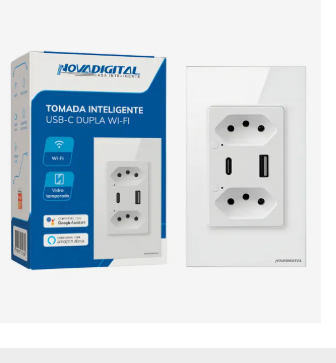 Tomada Inteligente Wi-Fi Dupla 20A/10A USB+USB-C
