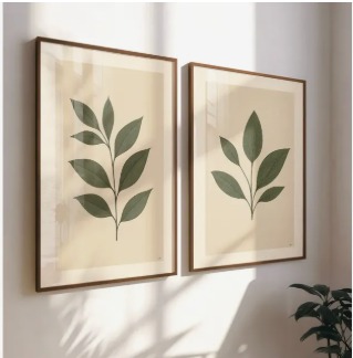 Quadro Decorativo Vidro Kit 40x60 Minimalista Folhas