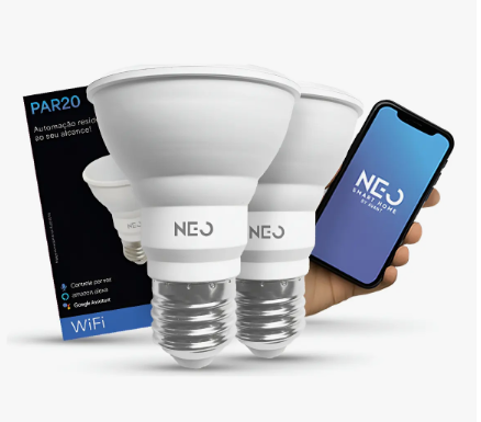 Kit 2 Lâmpadas Smart Wi-Fi RGB Par20 7W E27